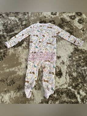 Magnetic Me Light Pink Infant Footed Pajamas with Dog & Floral Print